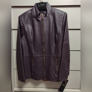Terry Lewis Classic Luxuries Purple Leather Jacket Size M